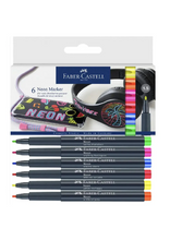 Load image into Gallery viewer, FABER CASTELL NEON MARKER, CARDBOARD WALLET OF 6