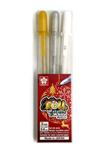 Load image into Gallery viewer, Sakura Gelly Roll Metallic Set of 3 Gold + Silver + White XPGB-3CH2