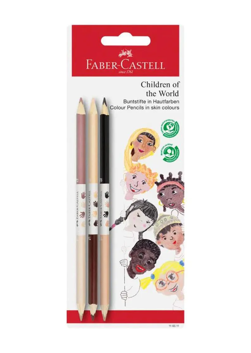 FABER-CASTELL SET OF GRIP COLORED PENCILS, CHILDREN OF THE WORLD EDITION 3 PCS.