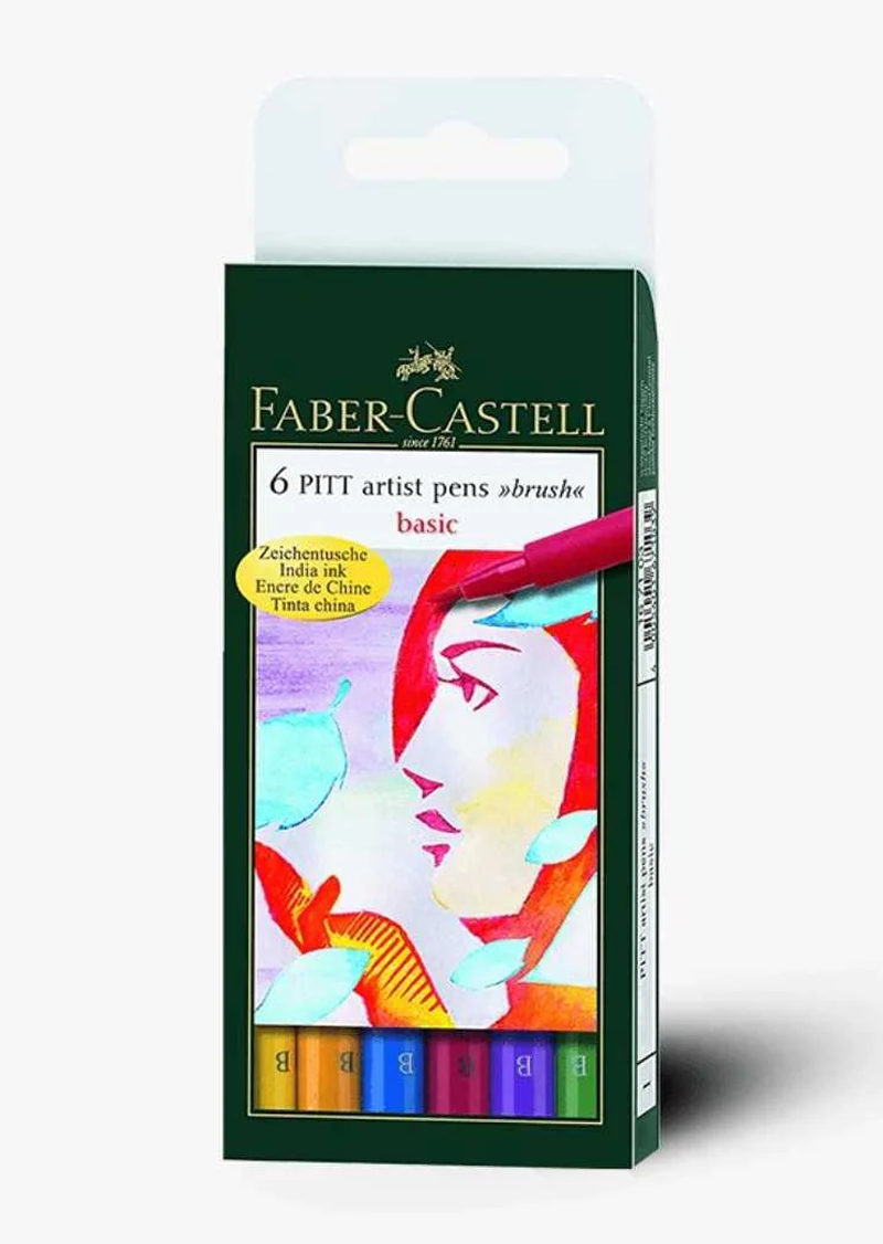 FABER-CASTEL PITT ARTIST BRUSH PENS PACK OF 6