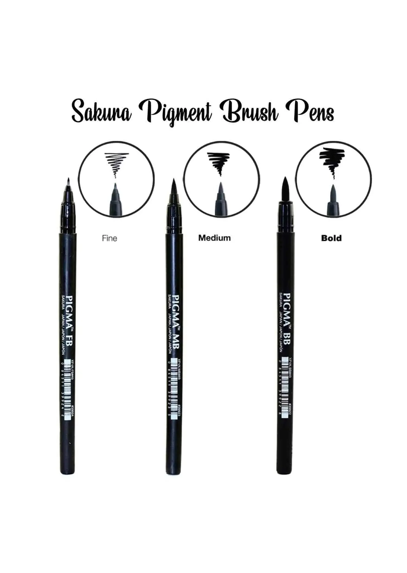 Sakura PIGMA BRUSH Black (EACH) XFVK-FB#49- Fine XFVK-MB#49- Medium XFVK-BB#49- Bold