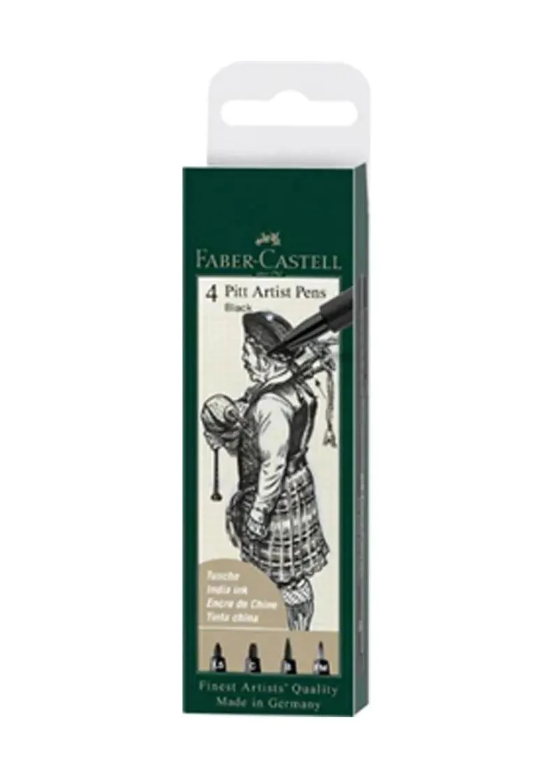 FABER CASTELL PITT ARTIST PEN PACK OF 4 (BLACK)
