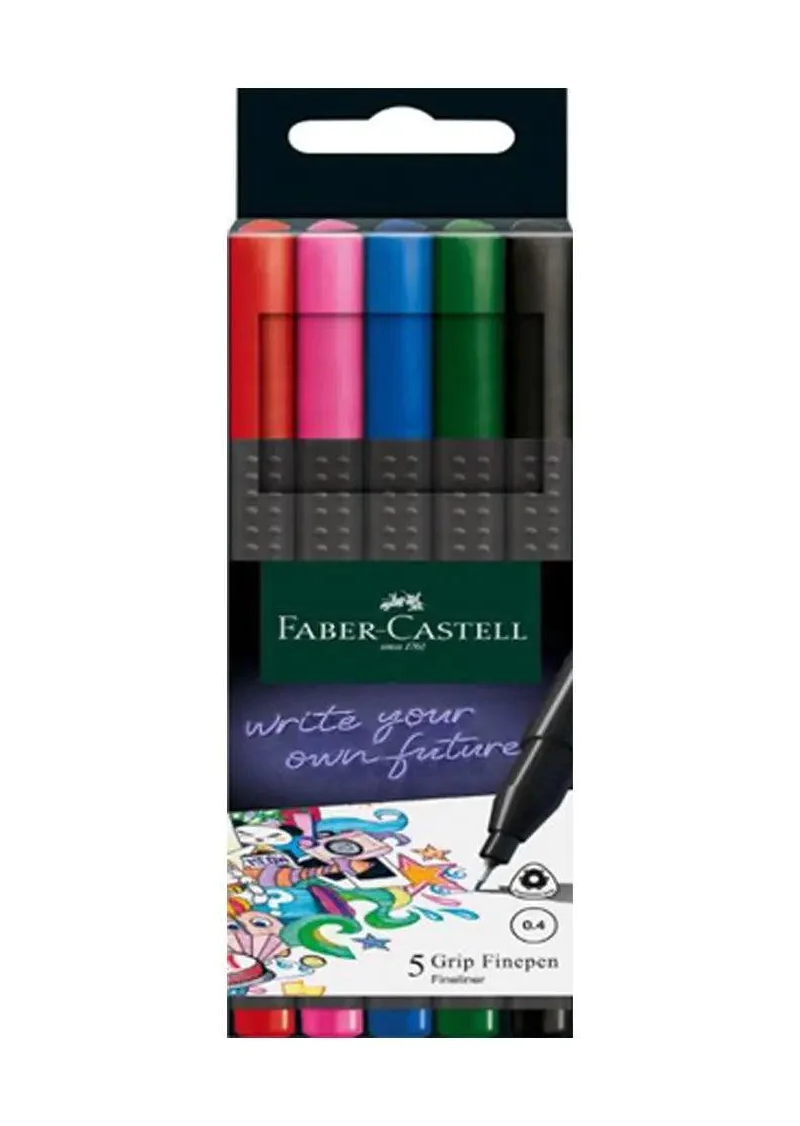 FABER CASTELL GRIP FINEPEN PACK OF 5 BASIC
