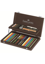 Load image into Gallery viewer, FABER CASTELL ART &amp; GRAPHIC COMPENDIUM, WOODEN CASE 53 PCS
