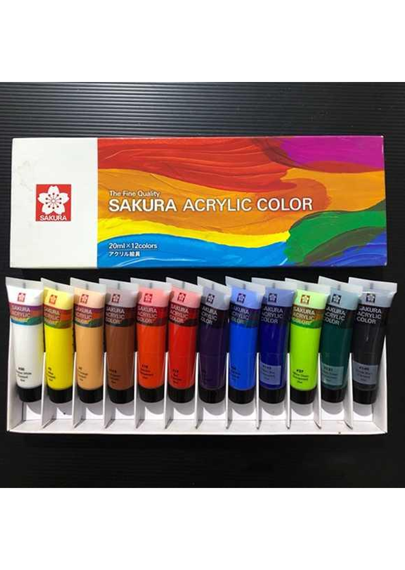 Sakura Acrylic 20ml Tube - 12 Color Set