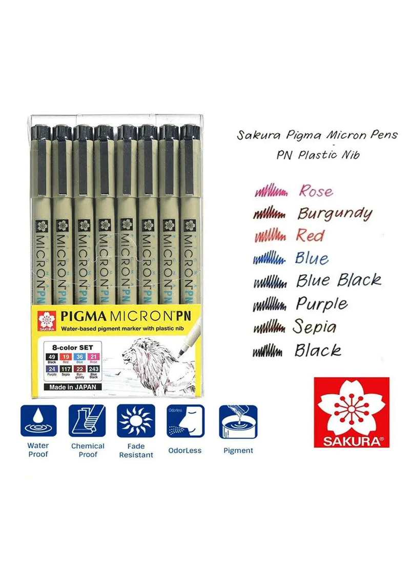 Sakura Pigma Micron PN 8 Color Set XSDK-PN-8