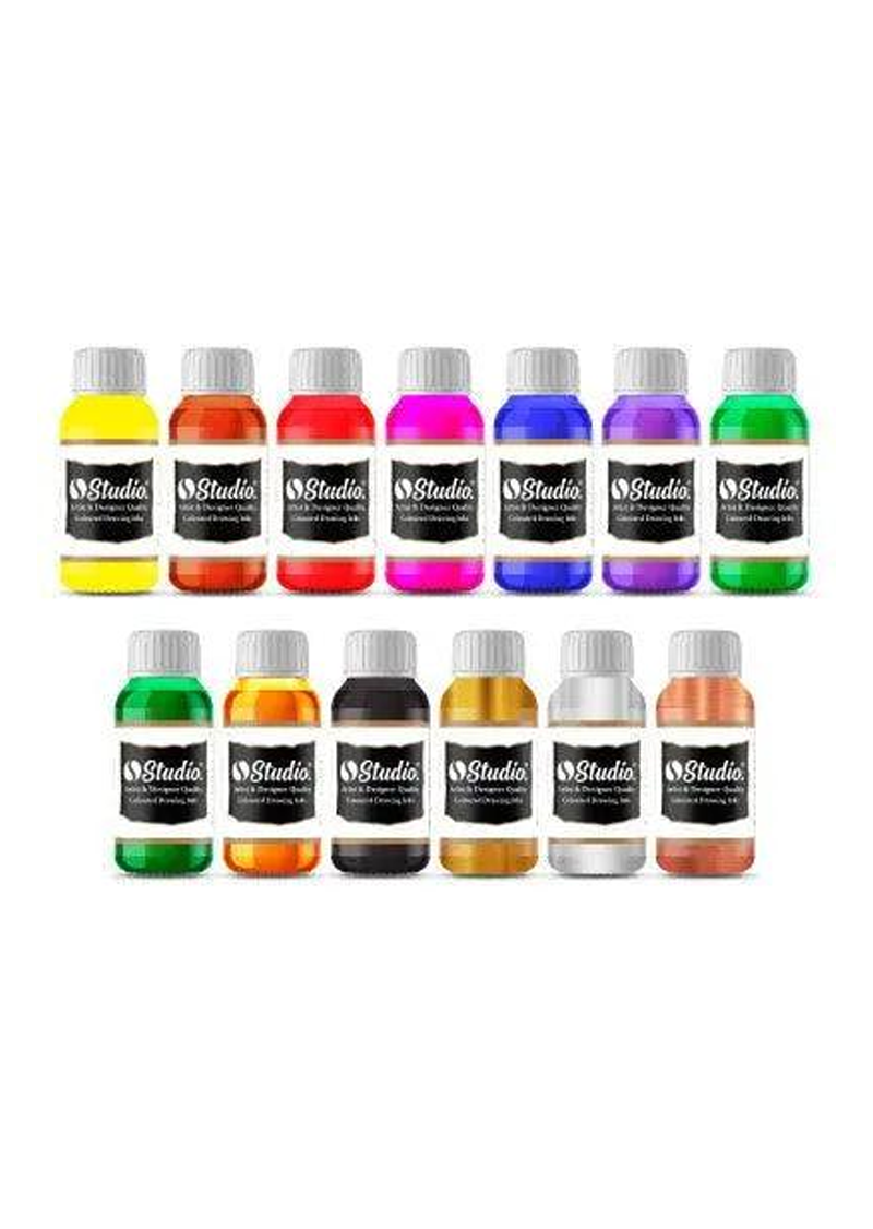 Studio Drawing Inks Pack Of 12 (30ml)